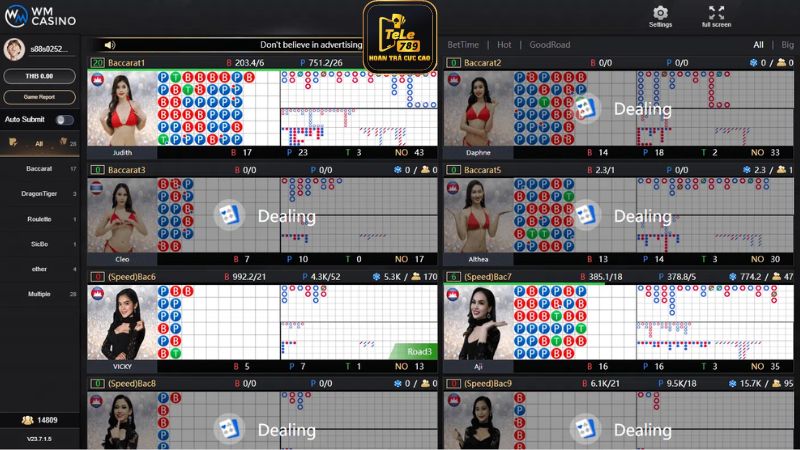 Trải nghiệm các sảnh WM Casino đẳng cấp nhất có tại nhà cái Tele789